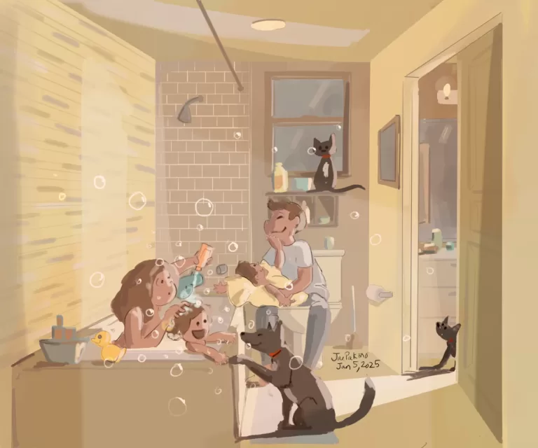 Jae Pak | family during bathtime